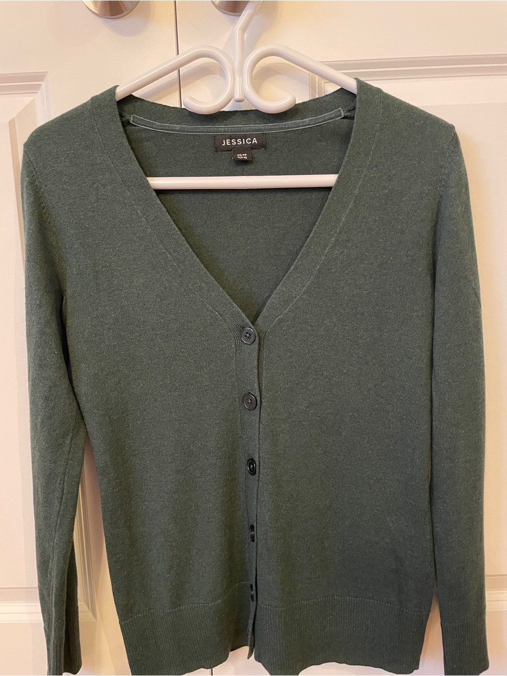 Jessica Forest Green V-Neck Button Front Cardigan